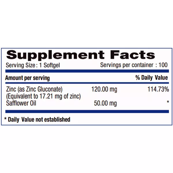 Zinc Gluconate 120 Mg 100 Softgels Systems