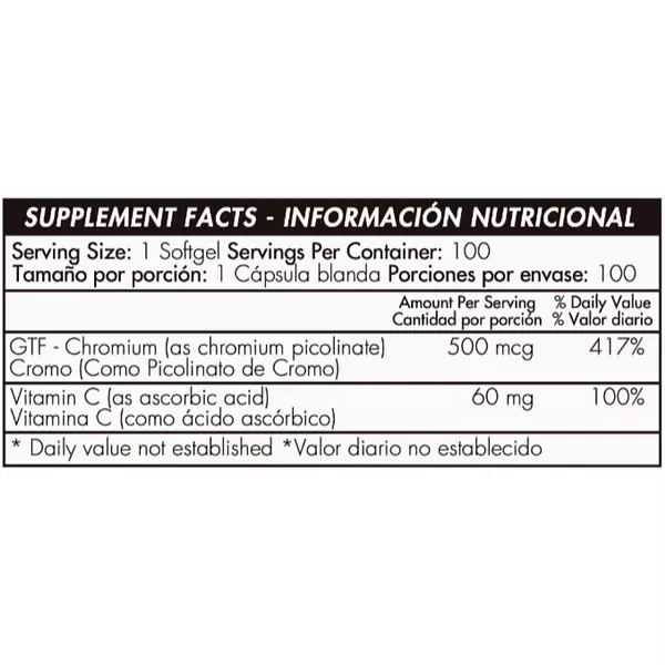 Chromium Picolinate 500 Mcg 100 Sofgels Healthy América