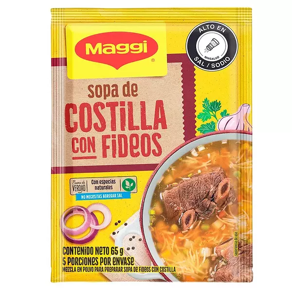 sopa de costilla y fideos magy