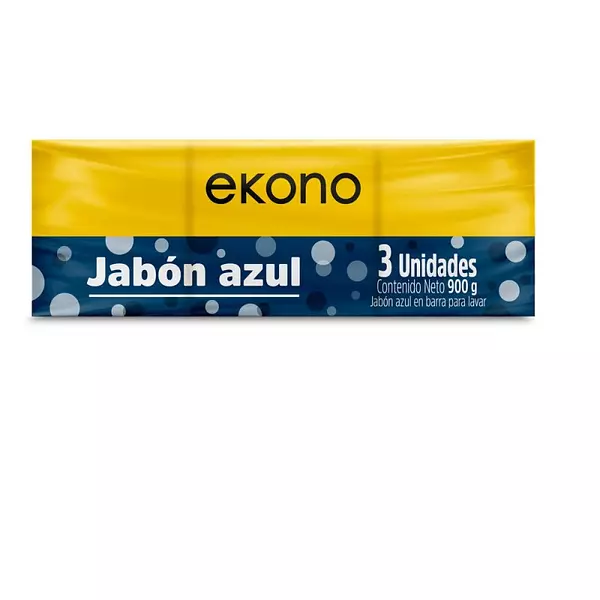 Ekono Jabon Azul Barra 3 Unidades