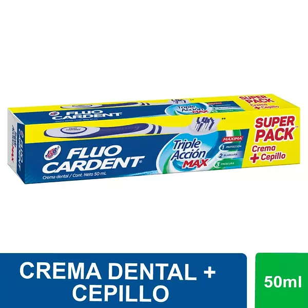 Crema Dental Fluocarden triple Accion Max Menta Crema + Cepillo