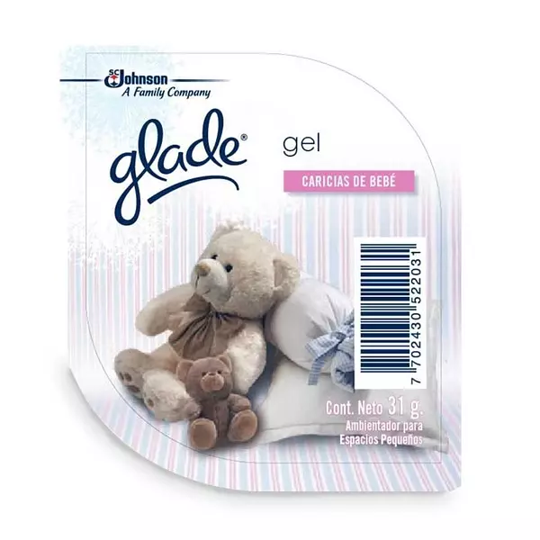 Ambientador para espacios pequeños en gel glade caricias de bebe 