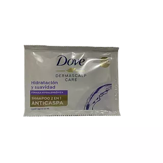 shampoo dove 2 en 1 anticaspa  sobre