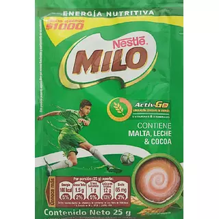 Bebida achocolatada energia nutritiva sobre