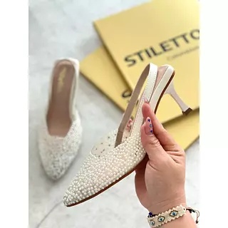 Stilettos Blanco X Adorno Blanco
