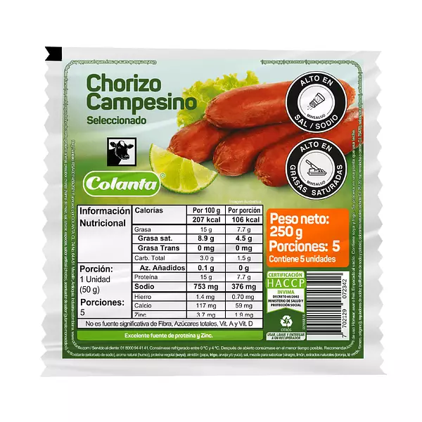 Chorizo Campesino Colanta