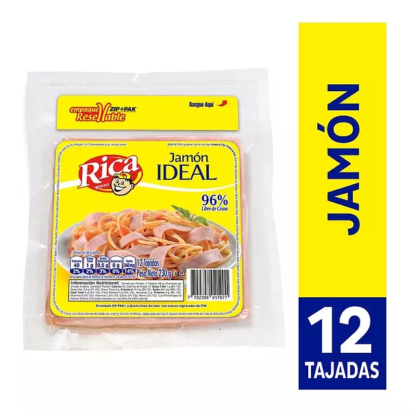 Jamon Ideal Rica 12 Tajadas