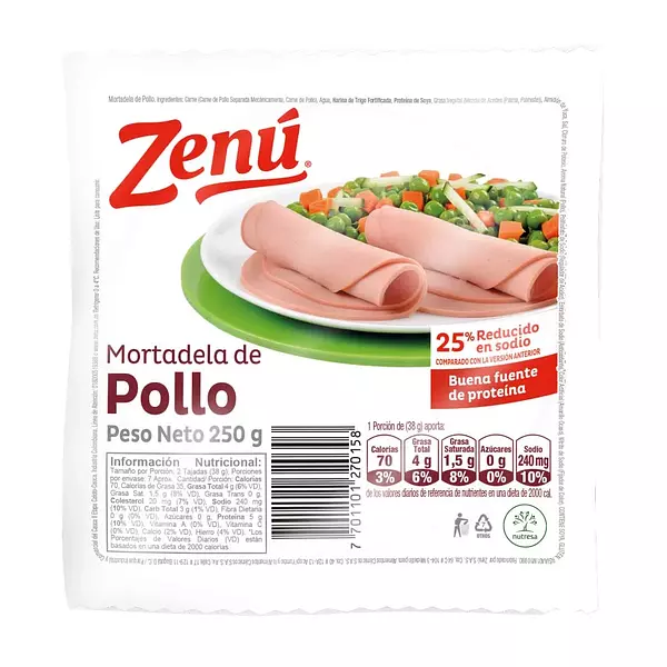 Mortadela De Pollo Zenu 13 Tajadas