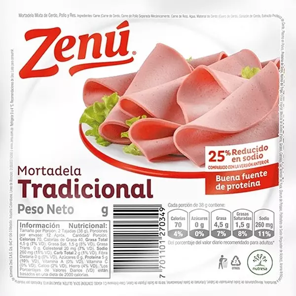 Mortadela Tradicional Zenu 5 Tajadas