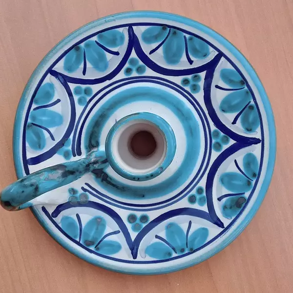 Candelero Artesanal De Cerámica - España 1990
