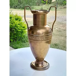 Florero De Bronce Vintage De Dos Orejas