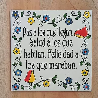 Azulejo Paz A Los Que Llegan 20 X 20 Cm