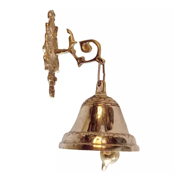 Campana Dorada Lisa Sonora Con Soporte