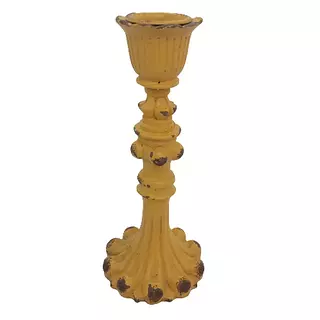 Candelabro En Resina Amarillo Con Apariencia En Hierro