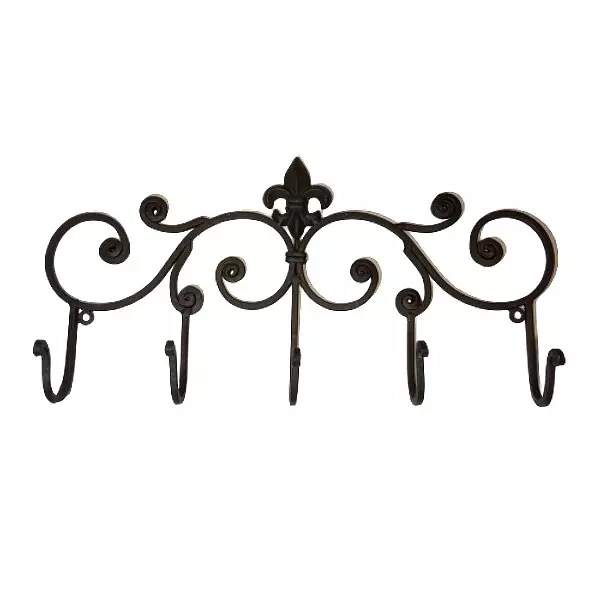 Perchero 5 Ganchos De Hierro Forjado Flor De Lis