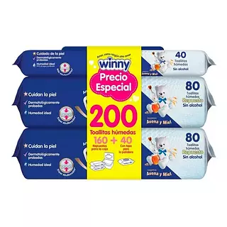 Toallitas Húmedas Winny Avena y Miel